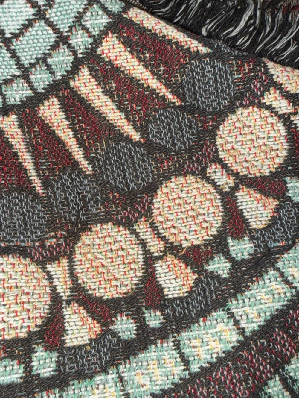 Egyptian theme Turquoise Brown lap Tapestry - crown crafts woven blanket
